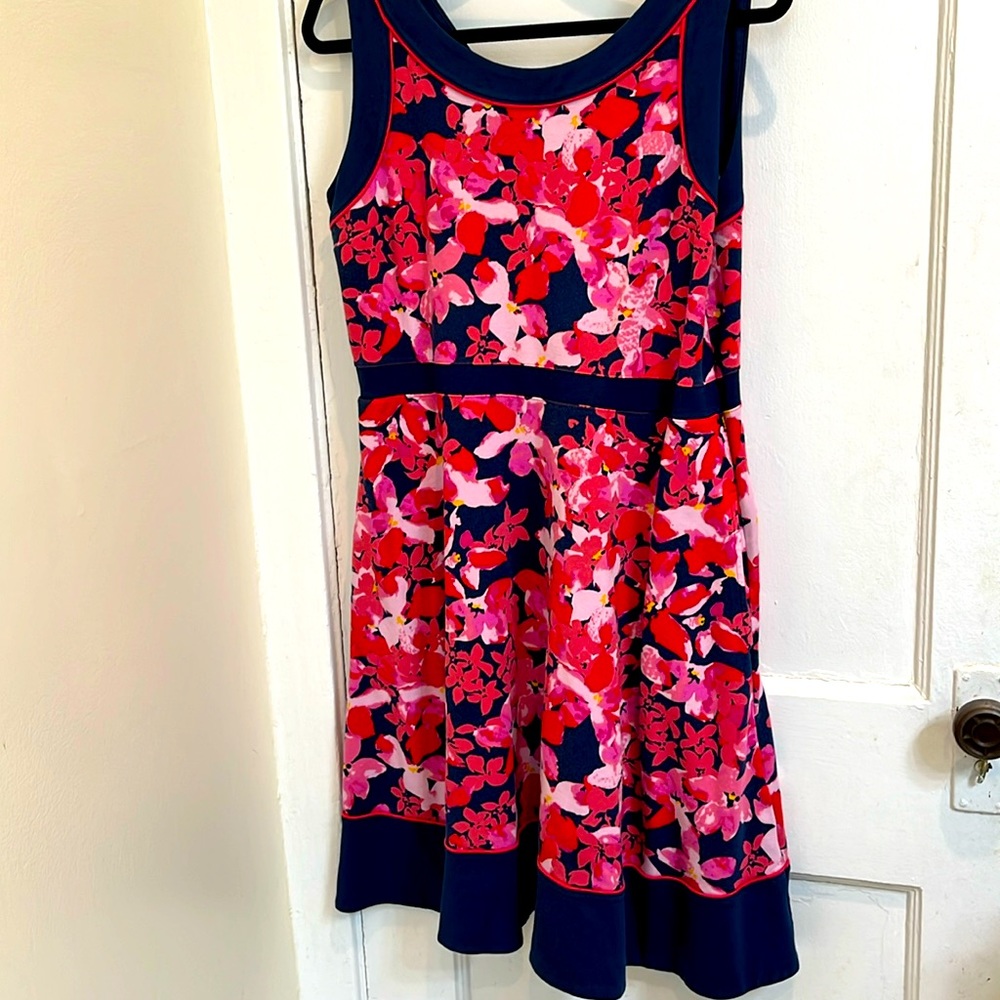 Lands End floral cotton knit dress